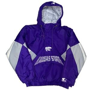 90s Vintage Starter Wildcats NCAA Hooded Jacket 1/2 Zip Men Medium Puffer